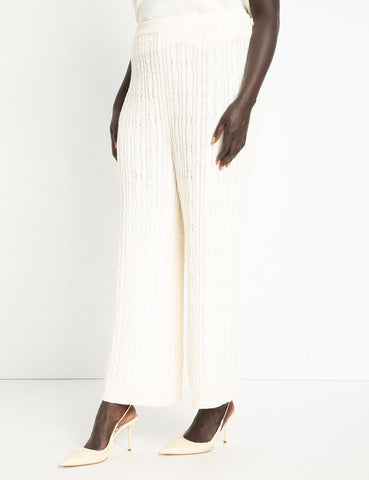 Cable Sweater Pant in Egg Nog
