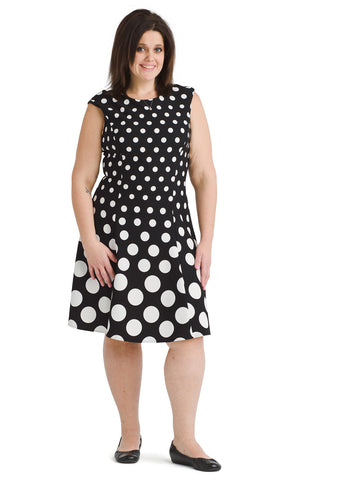 Cap Sleeve Polka Dot Fit and Flare Dress