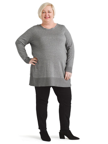 Side Slit Coal Heather Tunic Sweater
