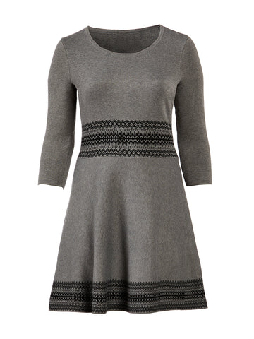 Grey Fit-And-Flare Sweater Dress