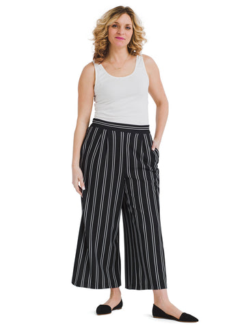 Black And White Stripe Crop Pants
