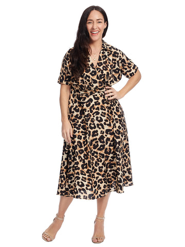 Leopard Faux Wrap Dress
