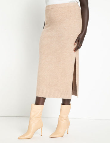 Maxi Sweater Skirt With Slit in Goat