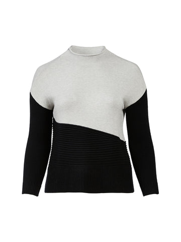 Dove Grey Heather Colorblock Sweater