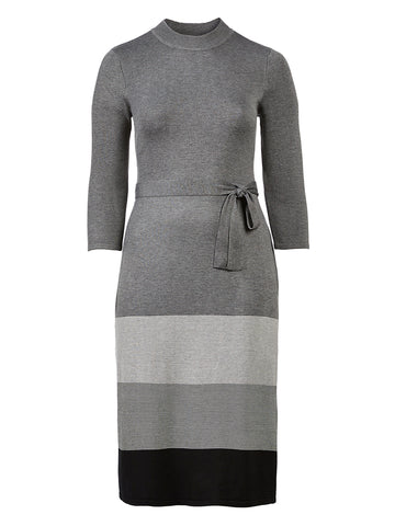 Colorblock Fit-And-Flare Midi Sweater Dress