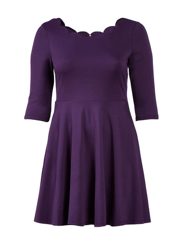 Scallop Trim Dark Purple Dress