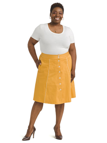 Mustard Button-Front Skirt