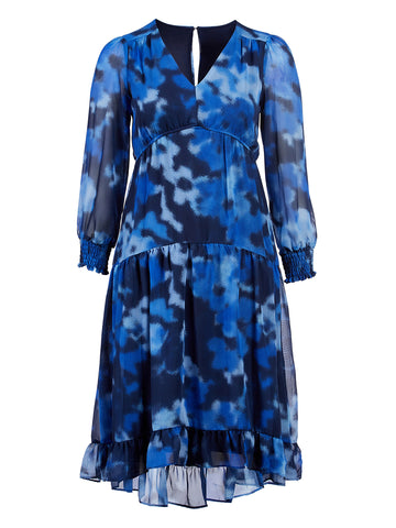 Atlantic Blue Tiered Midi Dress