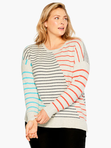 Cozy Up Striped Sweater in Blue Multi