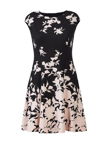 Floral Cap Sleeve Fit-And-Flare Dress
