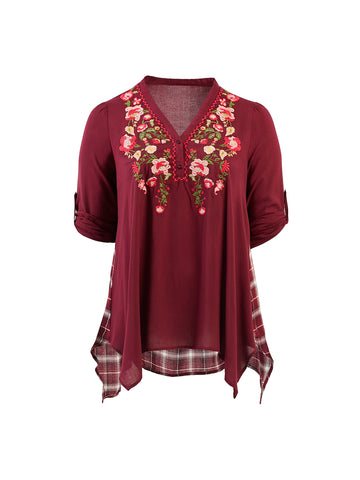 Embroidery Detail Burgundy Top