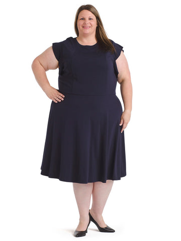 Frill Navy Fit And Flare Dress