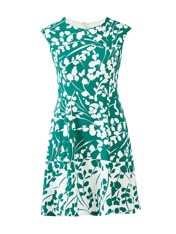 Green Floral Fit-And-Flare Dress