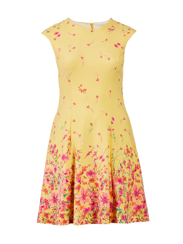 Yellow Floral Fit-And-Flare Dress