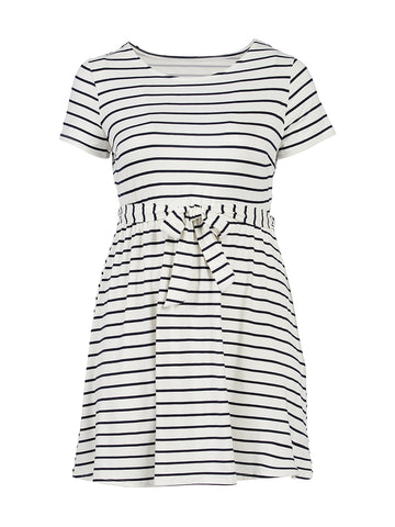 Navy Stripe Fit-And-Flare Dress