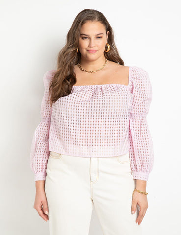 Collared Top With Smocking in Nosegay