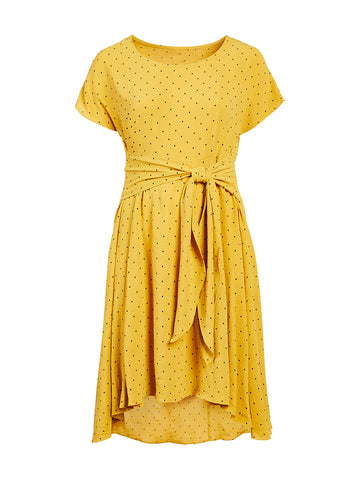 Tie Waist Polka Dot Fit-And Flare Dress