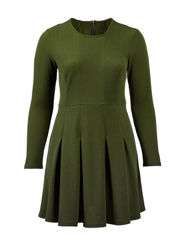 Contrast Stitching Olive Dress
