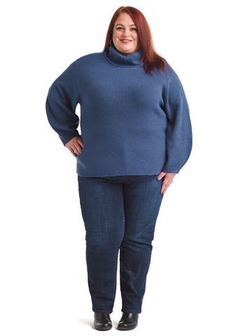 Chunky Ribbed Cool Dusk Cowl Neck Sweater