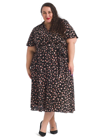 Ditsy Floral Crepe Shirt Dress