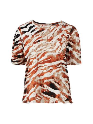 Elbow Sleeve Abstract Print Top