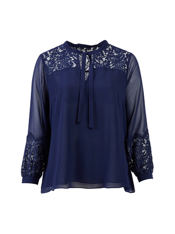 Mysterious Lace Navy Top