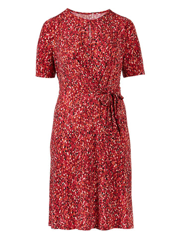 Keyhole Side-Tie Red Fit-And-Flare Dress