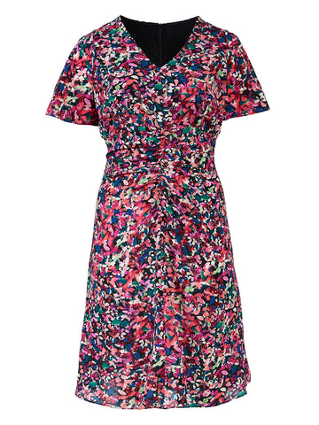 Abstract Print Fit-And-Flare Midi Dress