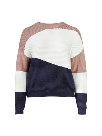 Color Block Mauve And Navy Sweater