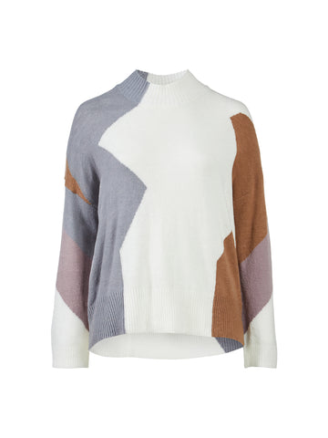 Colorblock Ivory and Blue Sweater
