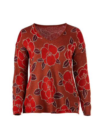 Floral Print Rust Sweater