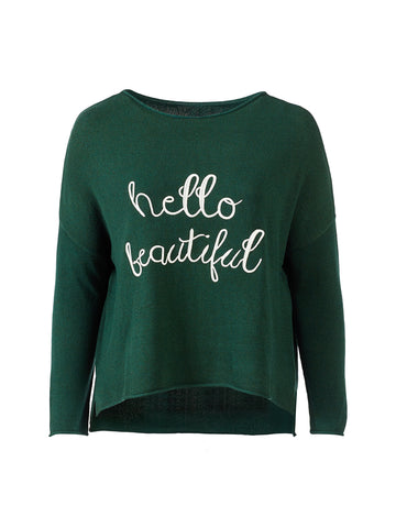 Hello Beautiful Green Sweater