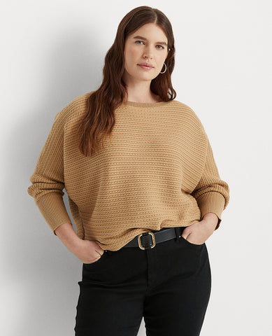 Woman Cable-Knit Boatneck Sweater In Beige