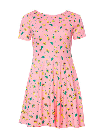 Avocado Print Pink Fit-And-Flare Dress