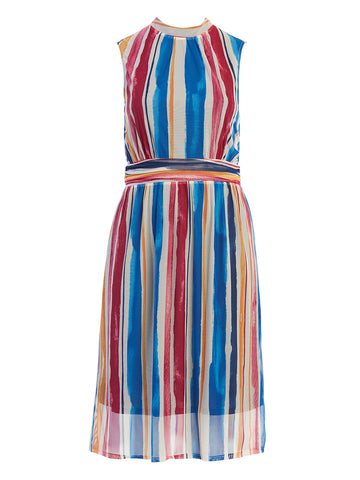 Watercolor Stripe Aria Midi Dress
