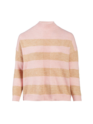 Striped High Mock Neck Sweater