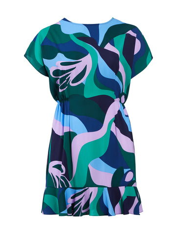 Abstract Print Fit-And-Flare Dress