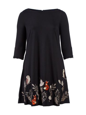 Fox And Owl Embroidered Dress