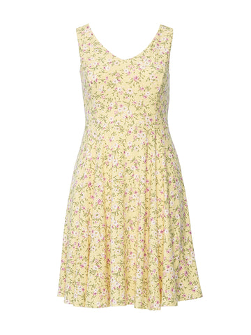 Yellow Eyelet Fit-And-Flare Dress