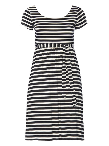 Striped Jersey Fit-And-Flare Dress