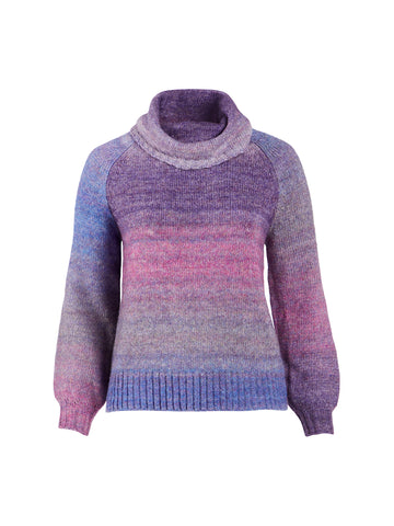 Cowl Neck Abstract Stripe Sweater