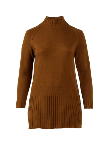 High Neck Brown Sweater Dress