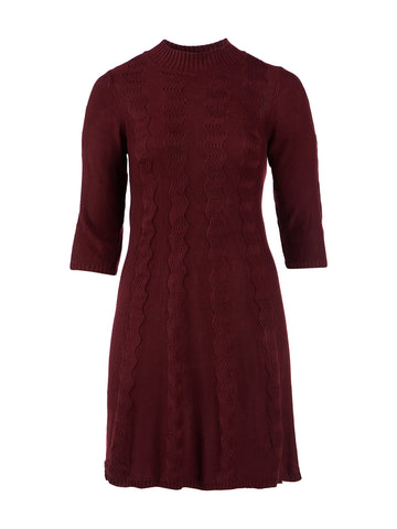Red Wavy Knit Sweater Dress