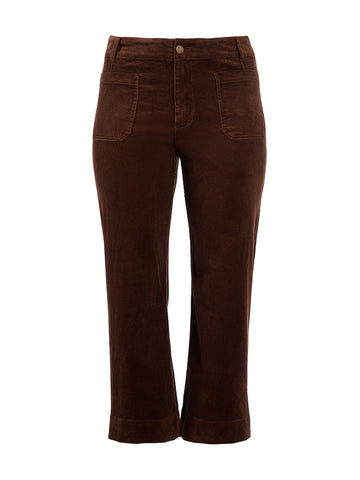 Chocolate Corduroy Colette High Rise Wide Leg Ankle Pant