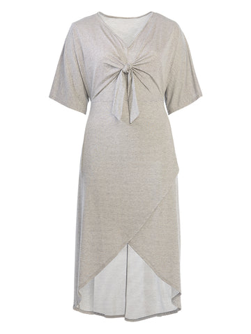 Knot Front Grey Dress
