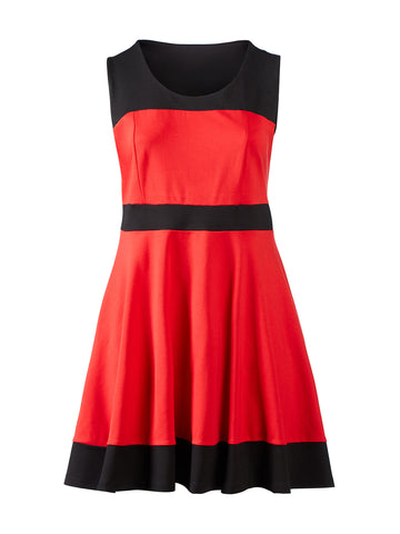 Colorblock Fit-And-Flare Dress