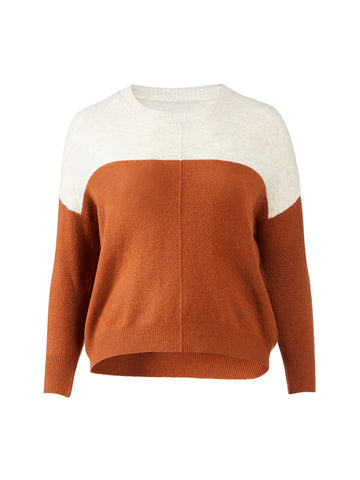Brown Color Block Cozy Sweater