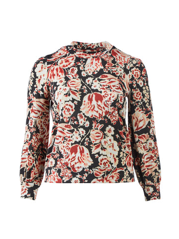 Pleat Sleeve Floral Top