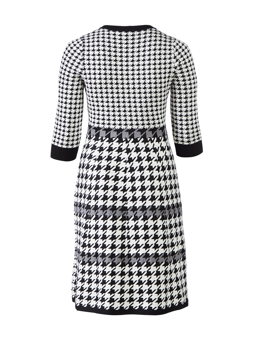 Houndstooth Tiered Fit-And-Flare Sweater Dress | Sandra Darren 