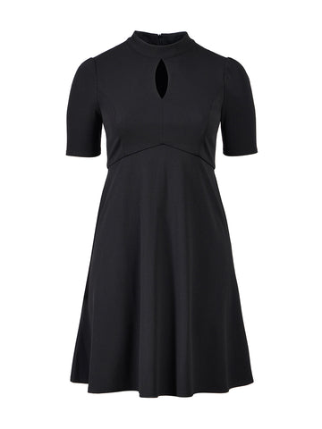 Mock Neck Keyhole Empire Fit-And-Flare dress
